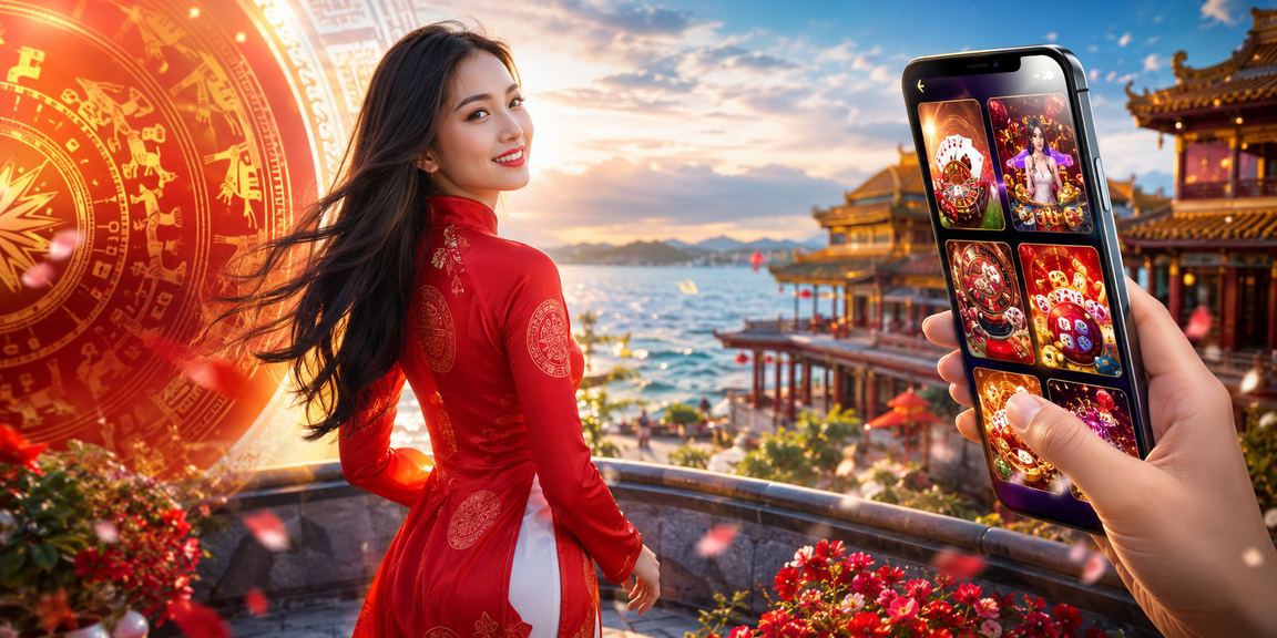 Người mặc áo dài tại Huế trải nghiệm casino di động trên điện thoại