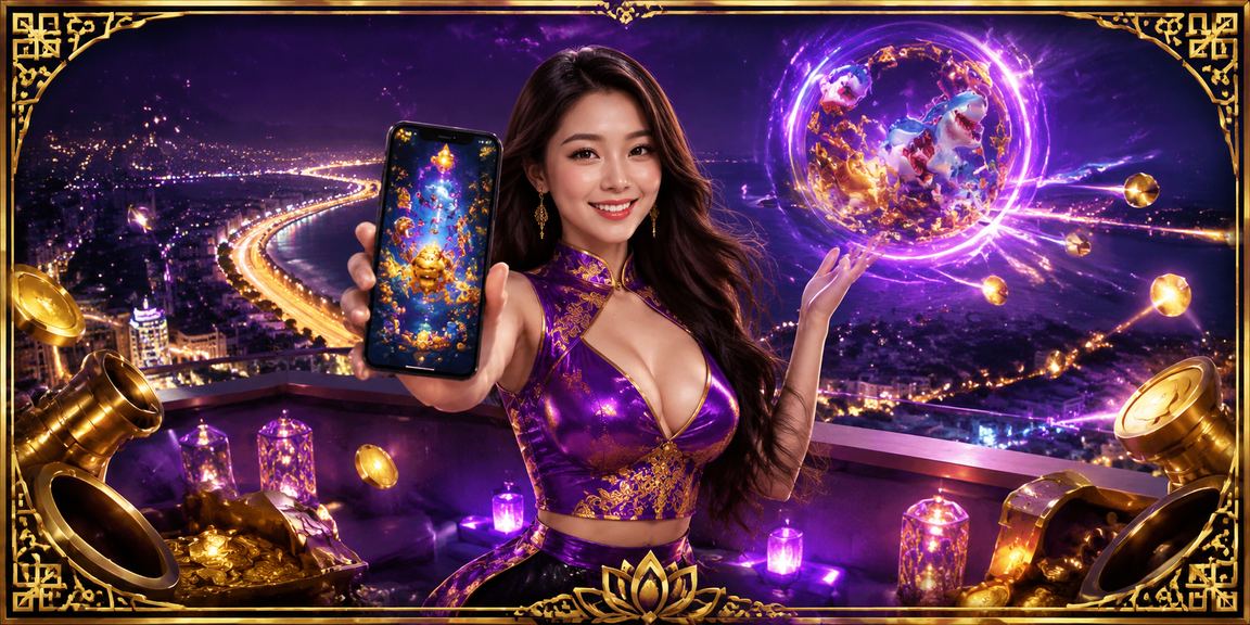 Người dùng tại Phan Thiết trải nghiệm game ban ca jackpot với hiệu ứng neon rực rỡ trên điện thoại