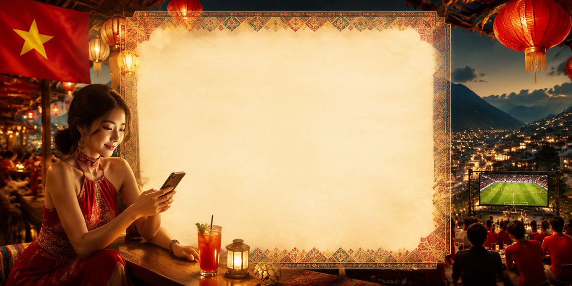 Người dùng trải nghiệm casino di động tại chợ đêm Sapa trong không khí lễ hội